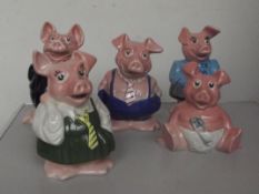 5 Nat West Wade pig moneyboxes