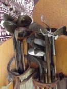 Vintage golf clubs with bag