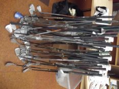 Large quantity of golf clubs