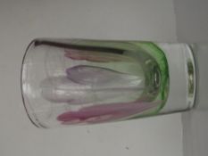 Very heavy art glass vase, 21cm