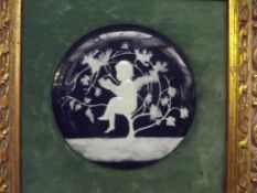 Framed plaque, possible Minton