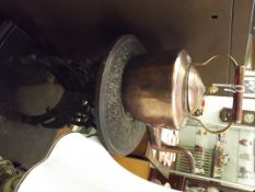Victorian copper kettle on Indian carved wood sta