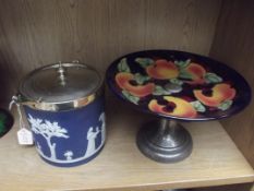 Wedgwood biscuit barrel together with a tubelined