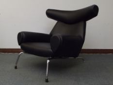 Large Leather Armchair in Dark Brown