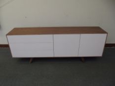 TV Cabinet Wood Surroyund with White Front