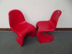 S Chairs in Red ABS Plastic x 2