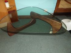 Noguchi Inspired Coffee table oval glass top with