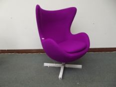 Egg Chair Inspired by Arne Jacobsen Style - Purple