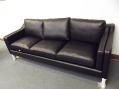 1 x Black leather 3 seather sofa