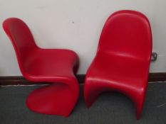 S Chairs in Red ABS Plastic x 2
