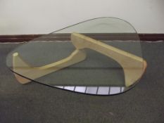 Noguchi Inspired Coffee table oval glass top with