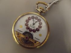Gold plated Hebdonas Moeris 8 day pocket watch, wo