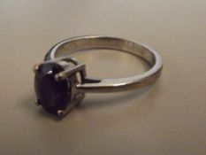 Silver and amethyst ring