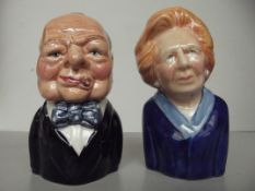 Two Toby jugs, Margaret Thatcher and Churchill