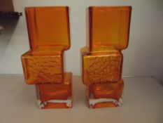 Pair of 'Drunken Bricklayer' style vases