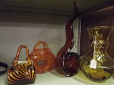 Four pieces of art glass