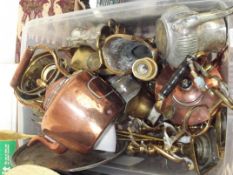 Assorted metal ware to include Victorian copper sp