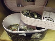 Vanity case containing costume jewellery