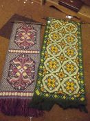 Two hand-knotted wall drapes