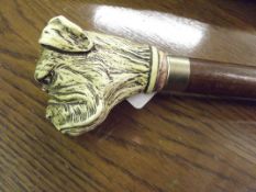 Walking cane with hounds head finial