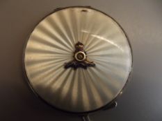 Silver and enamel guilloche compact with Royal Art