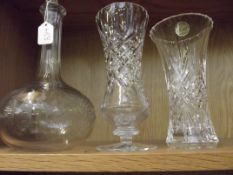Victorian decanter and two vases