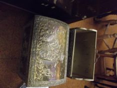Brass magazine rack together with a brass shoe box