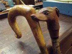 Farmer's crook together with a hikers staff with h