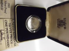 Royal Mint cased silver proof pound coin 1983 with
