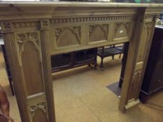 Pine Gothic style ecclesiastical fire surround, in