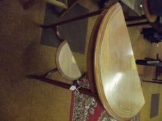Edwardian demi lune table, string inlay throughout