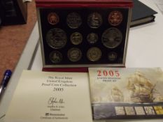 Royal Mint commemorative cased proof coin set 2005
