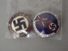 2 (German) enamel badges lapel