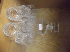 Cut crystal decanter and 6 whiskey glasses