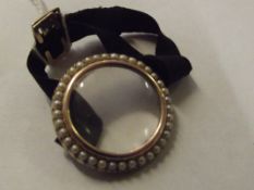 15 carat gold and seed pearl mourning bracelet