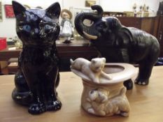 Sylvac elephant, Sylvac top hat group, together wi