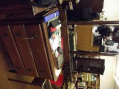 Solid oak dressing table, bevel edged mirror top a