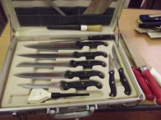 Cased part set of Prima chefs knifes and others