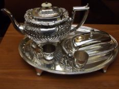 Silver plated ware to include late Victorian teapo