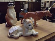 Three Lomonosov figures, Pointer, Raccoon and lion