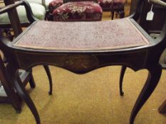 Edwardian string inlaid piano stool on cabriole le