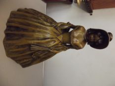 Bronze figure of a lady after Kirchner, signed, 30