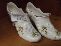 Pair of Old Foley ceramic shoes