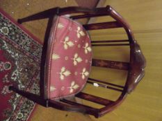 Edwardian style tub chair, marquetry inlay and tap