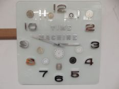 Time machine glass wall clock