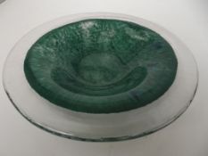 Heavy art glass bowl, signed to base