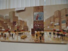 Large oil on canvas, city scene