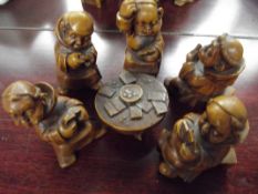 Set of monk figures playing cards