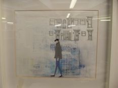 Framed textile illustration from the 'One Man' ser