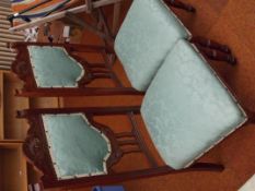 Pair of late Victorian chairs with brocade upholst